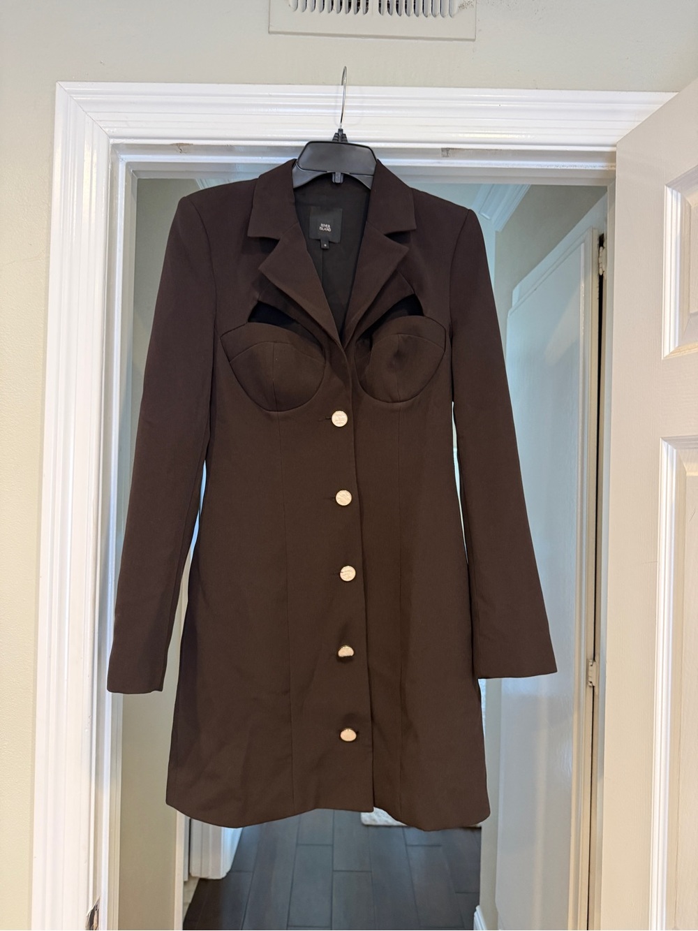 River Island Chocolate Brown Sculpted Bust Mini Blazer Dress